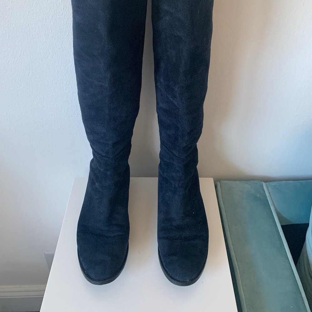 Stuart Weitzman Navy Suede Knee High Boots, Sz 7.5